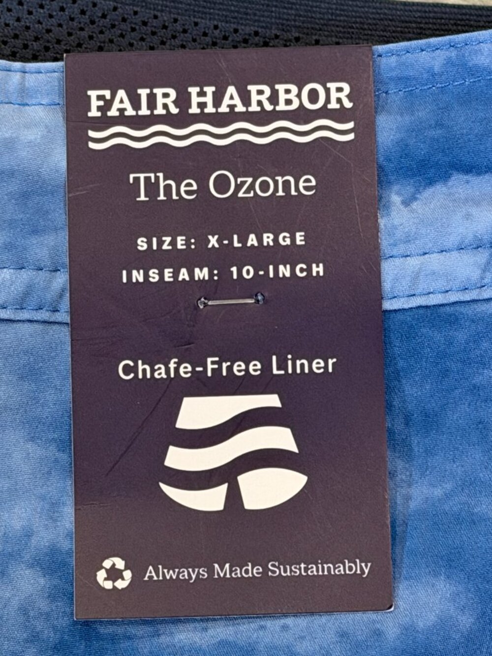 Fair Harbor The Ozone 10" Board Shorts Blue Tie Dye XL Chafe Free Liner NWT - Picture 6 of 16